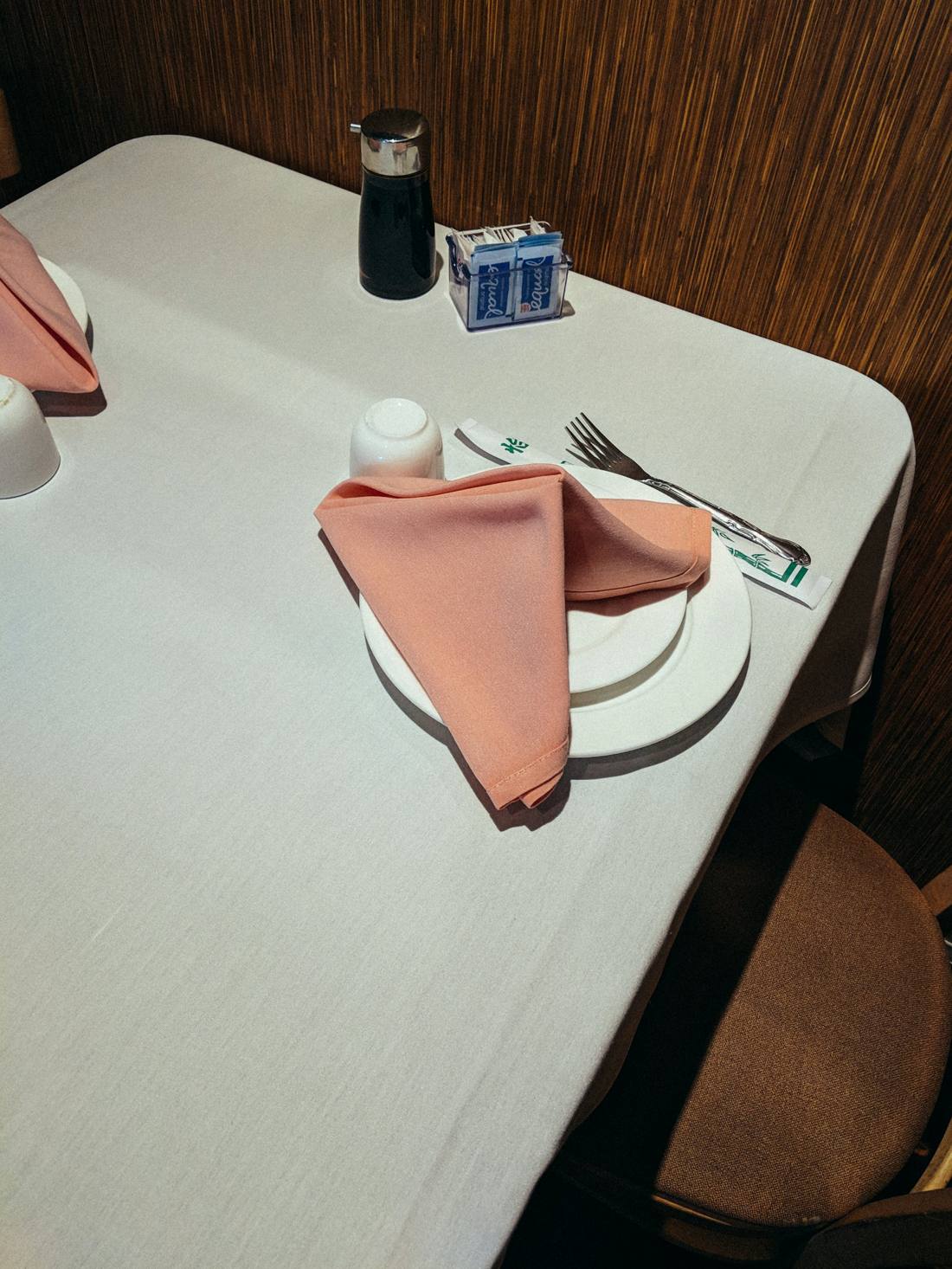 Table napkin on a plate